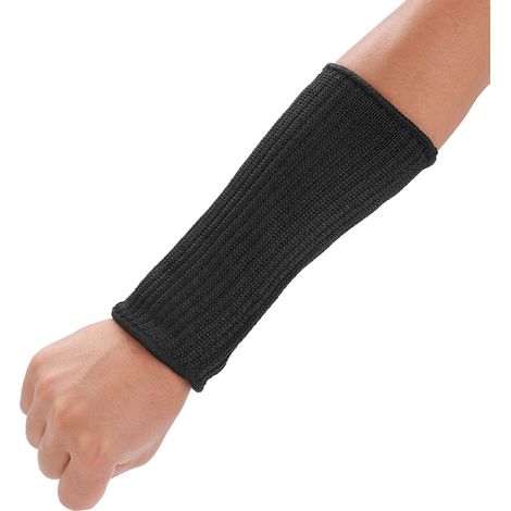 Ortviai Manchettes Anti-Coupure Haute Protection 2 en Polyéthylène Renforcé Acier Inoxydable – Noir, 22 cm, 1 paire