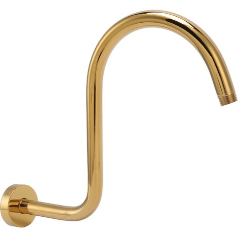 Bras de douche surélevé en forme de S en acier inoxydable et bride NPT, bras d'extension de pommeau de douche en or brossé