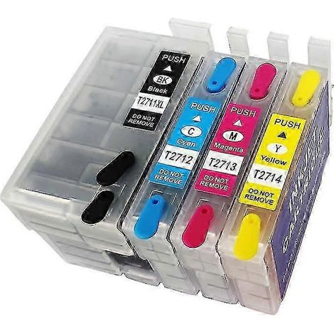 Cartouche d'encre rechargeable 27XL (2025 hg, 1 jeu) pour imprimantes Epson WorkForce WF-3620DWF, 3640DTWF, 7110DTW, 7610DWF, 7620, WF7710 et 7720. (1/5)