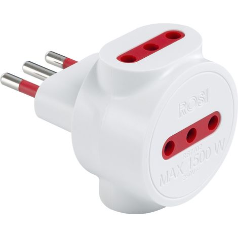 Adattatore triplo da spina 10A a 3 prese 10A, bianco, serie Emilia Specialist - Rosi RS7702B