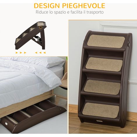 Échelle pliante pour chien avec 4 marches antidérapantes en polypropylène marron (1/5)