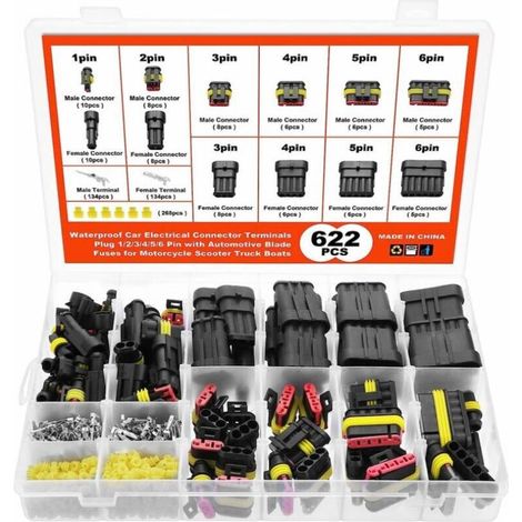 SABIR 622 pièces connecteurs électriques étanches, connecteurs électriques étanches de voiture moto scooter camions connecteurs étanches marins. (1/5)