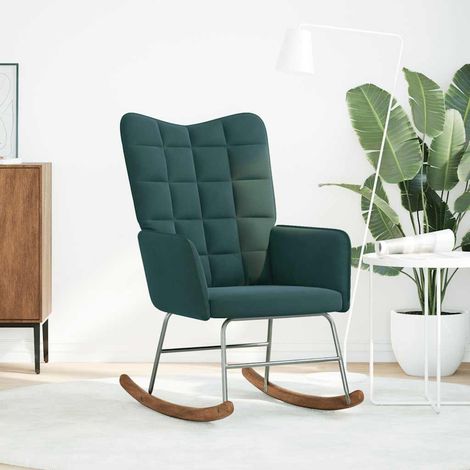 Chaise à bascule,Chaise de relaxation Vert foncé Velours CFW75739 (1/5)