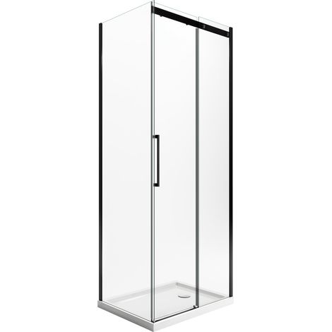 Box doccia Idralite vetro 8 MM mod. Prime Duo 1 Anta 75x120 CM col Black (1/3)
