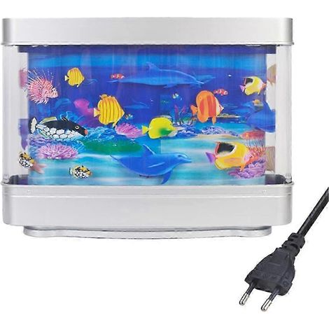 Lampe d'aquarium artificielle à poissons tropicaux, veilleuse, lampe LED dynamique effet océan virtuel, décoration de chambre, cadeau (prise européenne). (1/5)