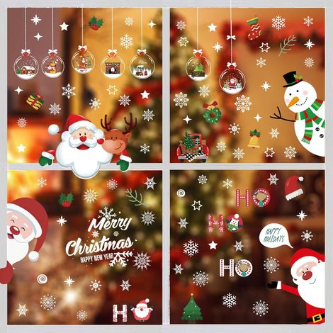 36autocollants Noël fenêtre colorés réutilisables, PVC amovible pour vitres et portes
