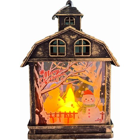 Lampe de Noël Bonhomme de Neige LED Rétro en Bronze Antique, Ornements de Sapin Portables à Suspendre pour Décoration Intérieure et Fenêtre (1/5)
