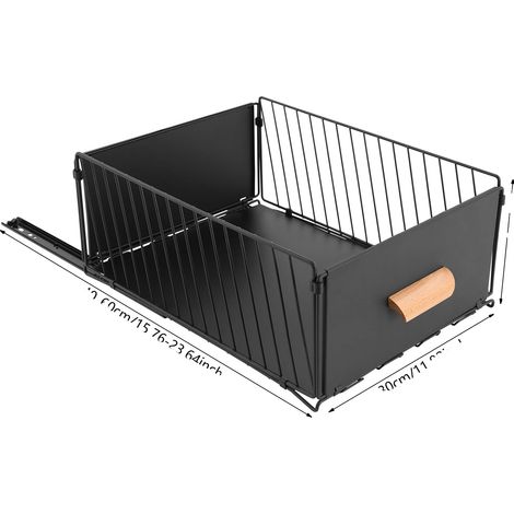 Schrankorganizer, verstellbare Länge, geräuschlos gleitende Schubladen, Schwarz (1/2)