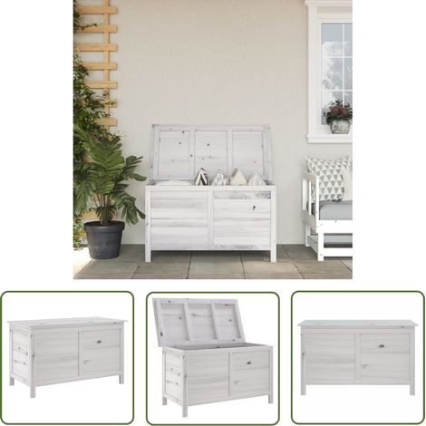 The Living Store Gartentruhe Weiß 99x49,5x58,5 cm Massivholz Tanne - Holz Gartenbox - Tannenzapfen Box - Gartenaufbewahrung - Gartenmöbel - Gartenorganisation (1/5)