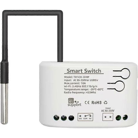 Interrupteur de température intelligent WiFi, relais à contact sec passif, thermostat de surveillance, capteur de température A (1/5)