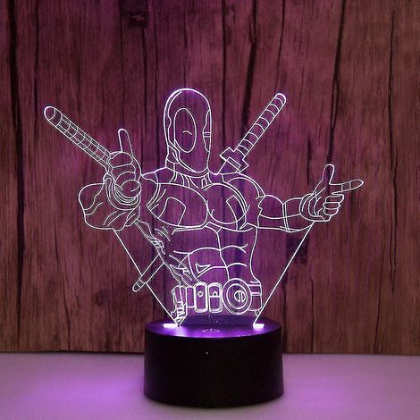 Veilleuse LED 3D Deadpool, lampe de table pour chambre d'enfant (1/3)