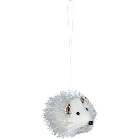 Sujet de Noël Hérisson Givré "Cocon" 9cm Blanc