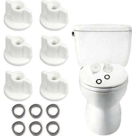 Abattant de WC - Écrou arrière - Rondelle - Filetage M6 pour vis de 6 mm - Matériel de rechange pour fixation supérieure avec charnières (1/5)