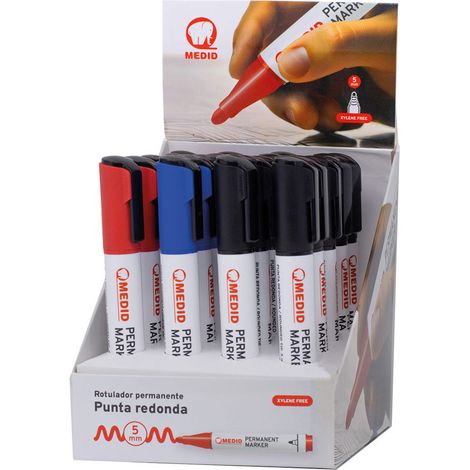 Marqueur Permanent, Pointe épaisse 5 Mm, Couleurs Assorties, Présentoir De 20 Unités