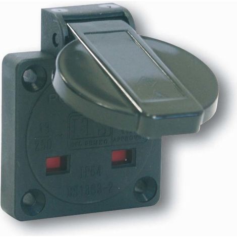 Enchufe monofásico para panel P-Nova 16A 2P+Z 230V, brida 50x50, inglés (1/4)