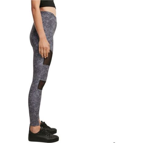 Legging Femme - Imprimé Fantaisie - Inserts Maille - Jersey Extensible 250 G M2 - Taille Haute - 1 Pièce (1/5)
