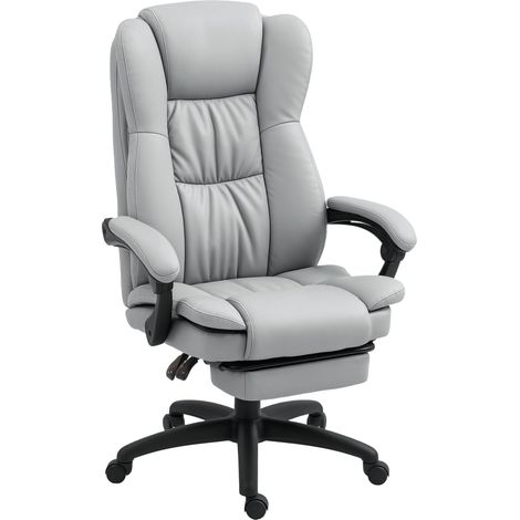 Silla de oficina ergonómica con masaje, reclinable con reposapiés, gris claro MODENUIT (1/5)