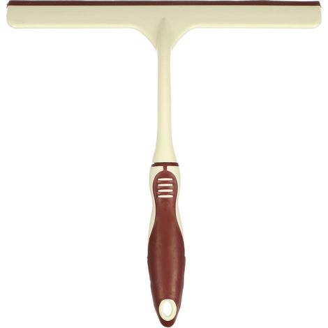 Raclette de douche de 24 cm de long - Outil de nettoyage de lame d'eau - Raclette de miroir domestique avec trou pour pare-brise et fenêtre - Beige (1/5)