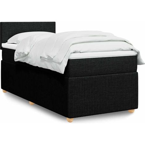 Boxspringbett mit Matratze Schwarz 100x200 cm Stoff