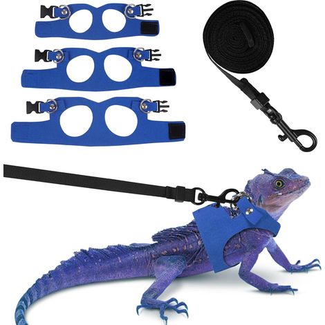 Lot de 3 Harnais et Laisse, Cuir Souple Réglable, Anti-évasion Pour Reptiles, Lé zards, É cureuils, Extérieur