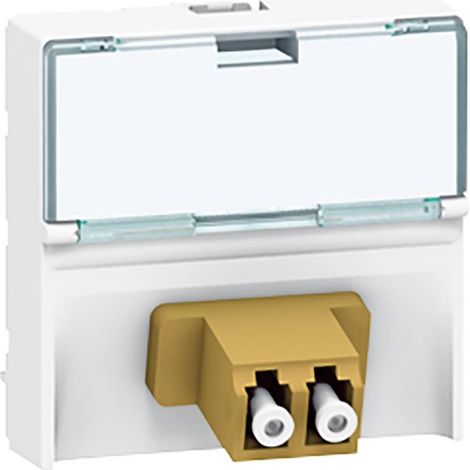 Prise traversée fibre optique 2xLC Mosaic 2 modules avec porte-repère transparent et connexion push-pull blanc LEGRAND 078618