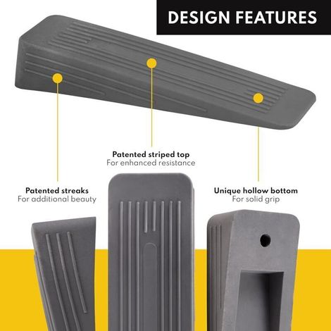 Butée de porte en caoutchouc antidérapante robuste et durable pour tous types de surfaces, cale-porte intérieure gris foncé (1/5)
