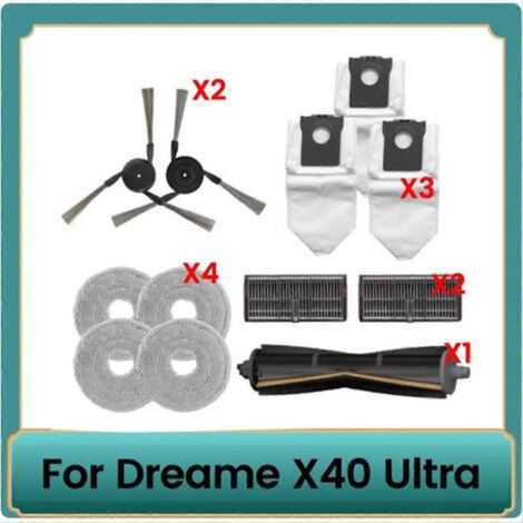 Juego de 12 piezas para la aspiradora Dreame X40 Ultra: cepillo giratorio antienredos para cortar el pelo, cepillo lateral y filtro. (1/5)