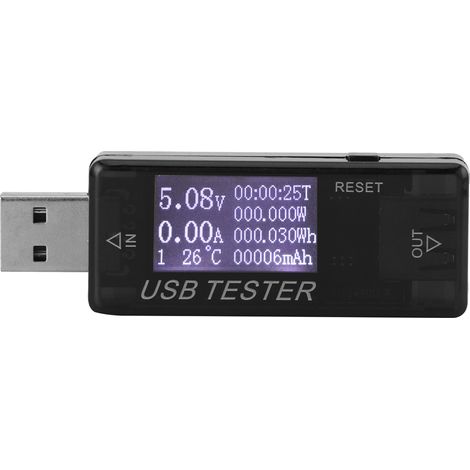 Multimètre USB Numérique - Mesure Tension Courant (0-5A, 150W Max, 4-30V) - Détecteur 8 en 1 Noir (1/5)