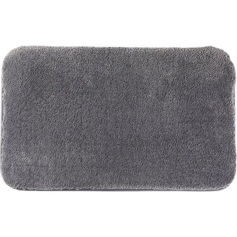 Tapis de bain à poils longs 50x80 cm gris超 absorbant antidérapant microfibre douillet type doudou lavable machine séchage rapide (1/5)
