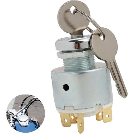 1 Pcs 12V Commutateur D'allumage avec 2 Clés Démarrage du Moteur Commutateurs, Commutateur De Démarrage D'allumage Convient pour Motos, Tracteurs, Voitures et Bateaux (1/5)