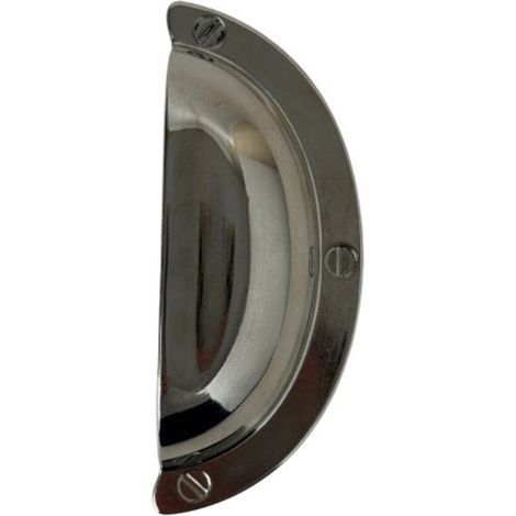 Poignée de meuble en laiton chromé entraxe 64mm, COQUILLE - Poignée de meuble en laiton chromé entraxe 64mm, COQUILLE
