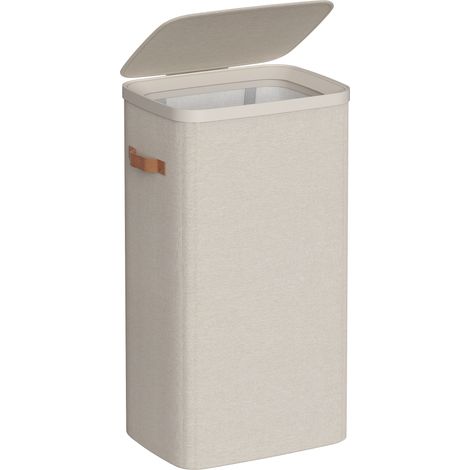 Songmics – Panier à linge 100 L – Tissu polyester 150 g/m² – Dimensions 42 x 32 x 75 cm – Couvercle et poignées pour transport facile (1/5)