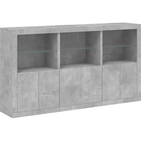 Credenza buffet cassettiera mobile contenitore organizer cucina soggiorno soggiorno con luci a LED 181,5 x 37 x 100 cm grigio 020029985