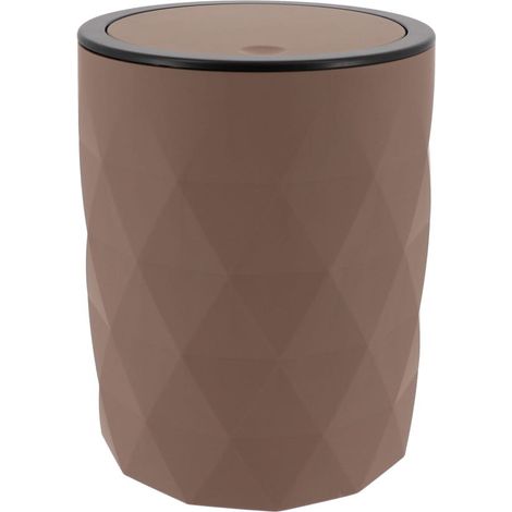 Poubelle de salle de bain 6L avec couvercle à bascule - déco Diamant Marron et noir - TENDANCE