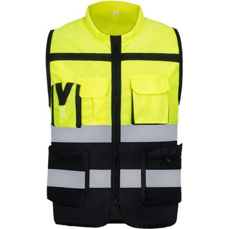 Gilet de sécurité réfléchissant Gilet haute visibilité avec poches avant Veste de sécurité ultra légère pour cyclistes de chantier (1/4)