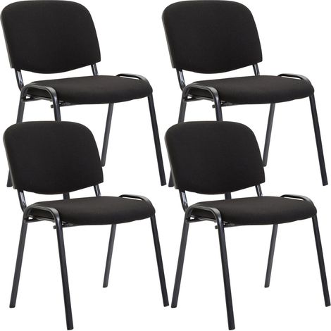 Set 4 sedie visitatore area attesa impilabili in tessuto nero, base a 4 gambe in metallo nero 100003196