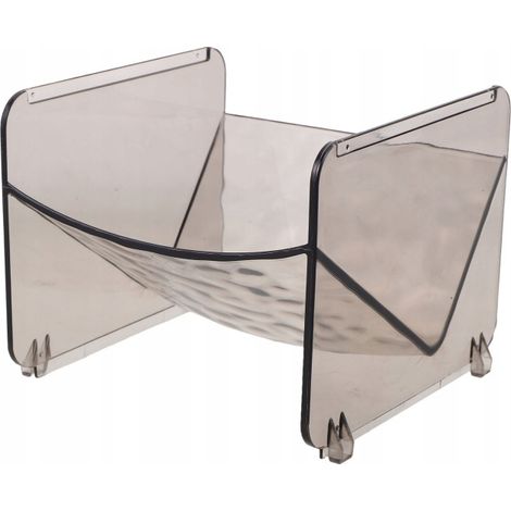 Scaffale minimalista in plastica grigia, ideale per organizzare la casa.