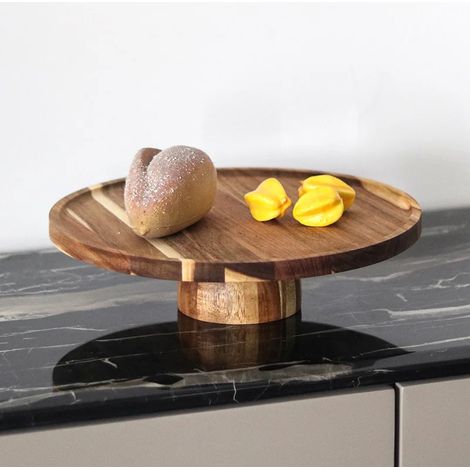 Coupe à fruits en bois massif, coupe à pied, assiette à gâteaux et à goûters (1/5)