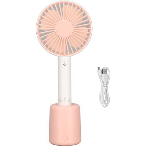 Ventilateur portable rechargeable USB, 3 vitesses, mini ventilateur de voyage oscillant automatique, rose-AquaForge