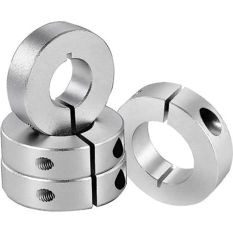 Un jeu de 4 colliers de serrage d'arbre séparés, compatibles avec des arbres de 20 mm, fabriqués en aluminium monobloc, avec un diamètre extérieur de 40 mm et une épaisseur de 12 mm. (1/5)