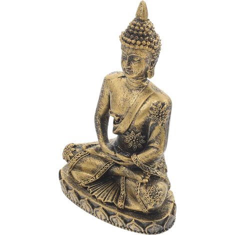 Ornement Bouddha Assis en Résine Dorée, Décoration Intérieure Solide et Stable pour Salon ou Temple, Style Religieux Réaliste, pour Maison ou Bureau (1/5)