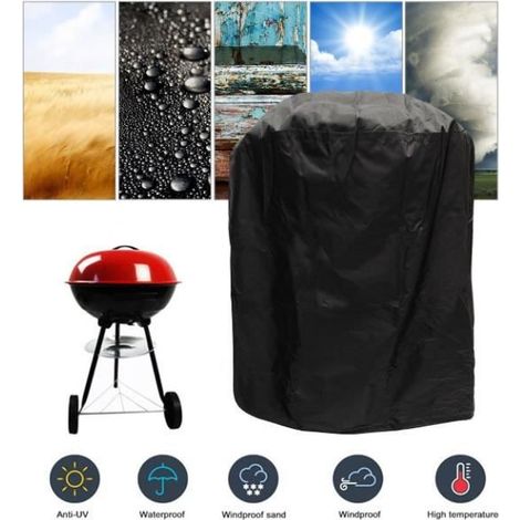 Schutzhülle für Grill, Wasserdicht mit Aufbewahrungstasche Schwarz - Komplettes Set