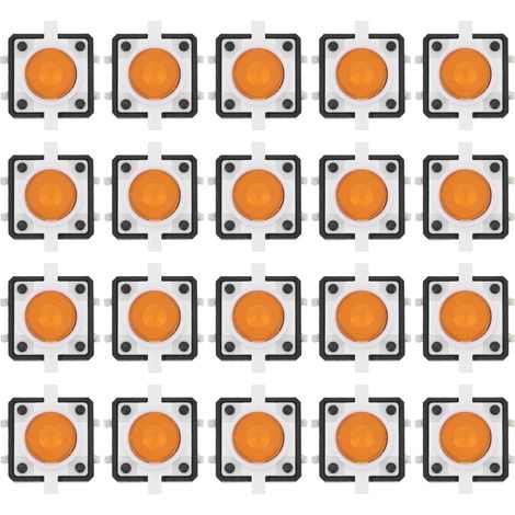 20 pièces 12x12x7.3mm Tactile bouton poussoir interrupteur LED interrupteur momentané jaune (1/5)