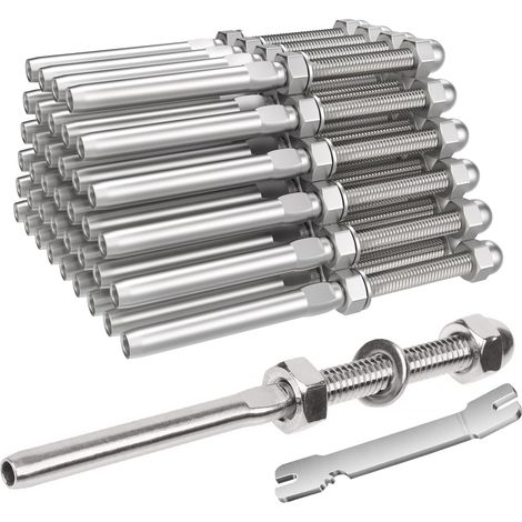 Confezione da 20 tappi terminali per ringhiere con cavi filettati da 1/8", acciaio inossidabile T316, tappi terminali filettati, ferramenta per ringhiere da 1/8"
