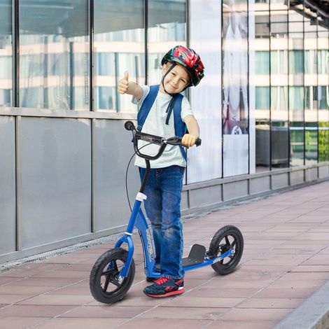 Trottinette enfant, trottinette à guidon réglable, grandes roues et frein arrière, trottinette urbaine 12 pouces pour garçons et filles de 5 à 12 ans, acier, bleue (1/5)