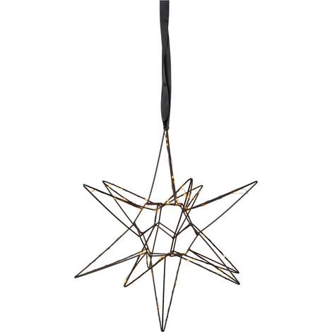 Étoile 3D en métal à suspendre « Lizzy », 60 LED blanc chaud, multipointes, noire, Ø 47 cm