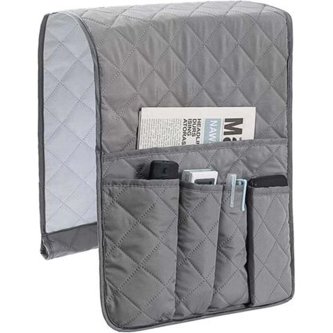 BUNTHAUS PA Sac de rangement pliable et antidérapant pour télécommande, adapté aux canapés ou aux fauteuils, sac de rangement étanche pour accoudoir avec 5 poches. (1/4)