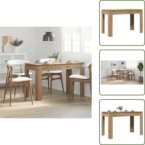 The Living Store Table à manger chêne artisanal 120x60x76 cm bois d'ingénierie - Bois d'ingénierie (1/5)