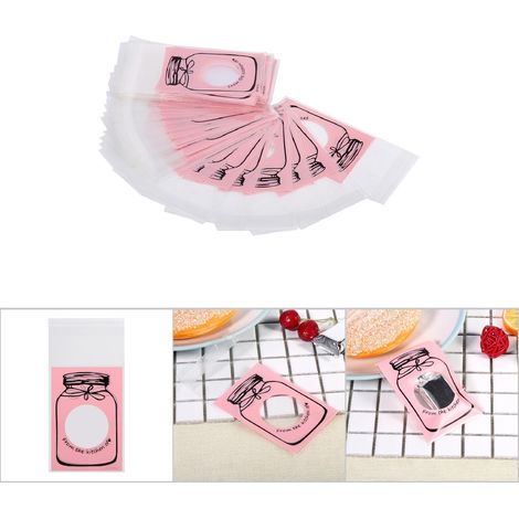 Sac à Bonbons Festif en Plastique - 100pcs Lot - Coloris Rose - Dimensions 10x7cm - Matière Certifiée Grade Alimentaire - Pochettes Cadeaux Créatives pour Fêtes et Mariages (1/4)