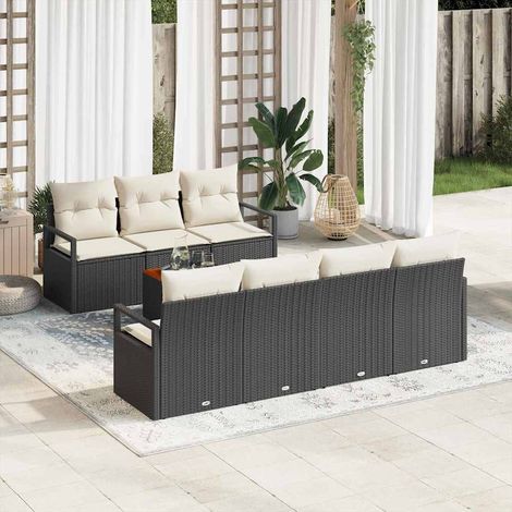 vidaXL Gartensofa-set mit Kissen 8 pcs Schwarz Poly-Rattan (1/5)